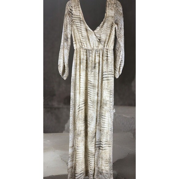 Asher By Fab'rik Women's Sz M Alligator Pattern Layered Long Sleeve Maxi Dress - Picture 1 of 16